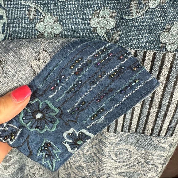 vintage yak magik tapestry patchwork beaded embroidered Cardigan jacket sz L - Picture 5 of 10